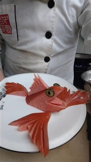 How to Make Fish Shape Carving| Easy Food Decoration Ideas Beautiful Fish Carving Design Using Food|