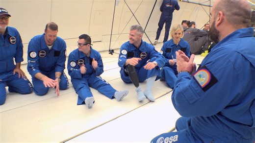 26K views · 647 reactions | European Space Agency reserve astronaut John McFall takes part in a parabolic flight on April 6, 2023 sponsored by the agency and Novespace, in Bordeaux, France. McFall is the first reserve astronaut with a disability. Read more  https://trib.al/xuCisEs Credit: ESA/Novespace | Space.com | Facebook