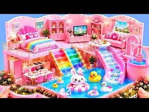 💎✨Build the Most Gorgeous Pink Miniature House with Infinity Pool & Secret Rooms 🌈Cardboard DIY