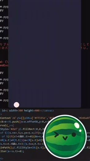 ゆーり【10分で作るゲーム工房 】 on Instagram: "🍉たった10行でスイカゲーム完成！？😳 初心者でも作れる神レベルの簡単コード💻 見たら絶対やりたくなるやつ。 #スイカゲーム #プログラミング初心者 #Python #ゲーム制作 #簡単ゲーム #神コード #エンジニアの卵 #プログラミング勉強 #独学エンジニア #コードで遊ぼう #勉強垢"