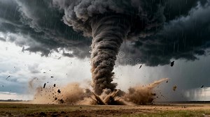 Cinematic 4K Tornado: Destructive Supercell Storm Unleashes Nature S Power Stock Footage - Video of open, threatening: 411800052