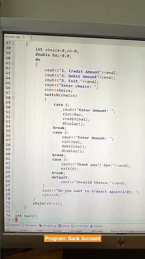 C++ Bank Account Program, #cpp #program #project #projects #programming #short #shorts #howto