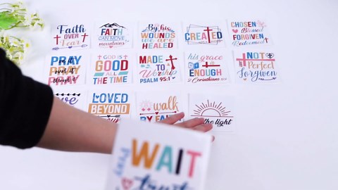 Rngmsi UV DTF Cup Wrap - 20 Sheets Bible Verse UV DTF Cup Wraps for 16 oz Chrisitan Inspirational Faith Uvdtf Cup Wraps Waterproof UV DTF Decals Personalized UV DTF Wraps for Glass Cups Wood Crafts