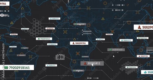 Cursor moving across map selecting labels, map populating analytics markers and highlighting red ID