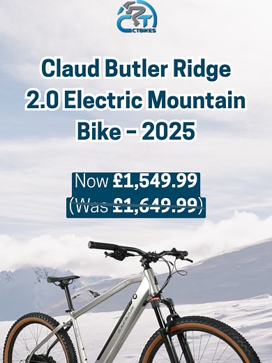 🚴‍♂️ Conquer every trail with the Claud Butler Ridge 2.0 Electric MTB (2025) — advanced suspension, long-life battery, and a smooth, powerful ride built for both rugged adventures and daily commutes.⚡🌍 💸 Now £,1549.99 (Was £1,649.99) – Limited Offer! 📞 0161 917 6667 CTBikes designed it for strength, speed, and ultimate comfort. Whether you're exploring off-road trails or gliding through city streets, the Ridge 2.0 delivers reliability, performance, and freedom like never before. #CTBikes #El