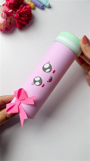 How to make a paper pencil box / Paper pencil box / Easy Origami box tutorial /Origami /School craft