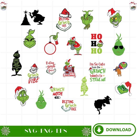 Grinch SVG Mega Bundle, Resting Grinch Face PNG, Merry Grinchmas Clipart, Funny Christmas Quotes, Grinch Mode SVG, Cricut Cutting Files - Etsy