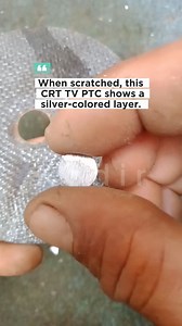 When scratched, this CRT TV PTC shows a silver-colored layer. Simple part, but interesting to explore. ♻️ Every component has its own story. #scraplife #recycling #electronics #crt #pcb | Kodir