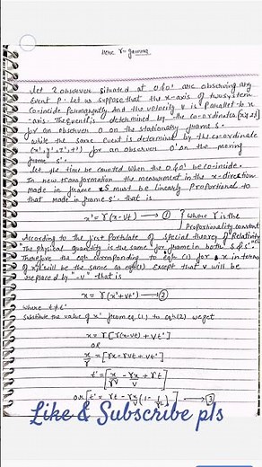 Lorentz Transformation Equation #physics