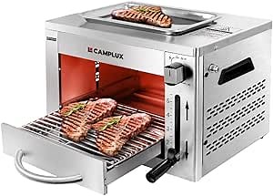 Camplux Propane Infrared Steak Grill,1600℉ Fast Efficient Heating Outdoor Portable Gas Grill with Vertical Cooking,Stainless Steel Single Burner Propane Gas Grill,Perfect for Steak,Ribeyes,Picnic,BBQ
