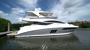 This 2016 Sea Ray L590 Flybridge is in excellent condition in a beautiful pristine painted Silver Metallic Hull. There are 3 staterooms/ 2 full bathrooms, upper and lower helm, full-size washer and separate dryer and more. This vessel is ready to go as a turn-key package. ⚓ ◼ View Listing: https://bit.ly/3sWErFP | MarineMax Yachts