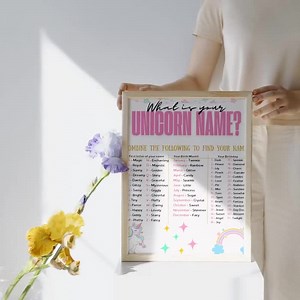 Unicorn Name Party Poster | Rainbow Birthday Activity (digital Download) - Etsy