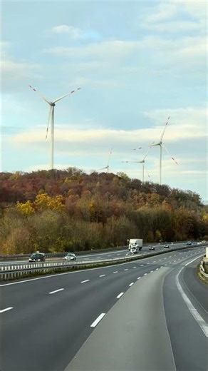 Autobahn Drive in Germany | Wind Turbines & Autumn Road POV