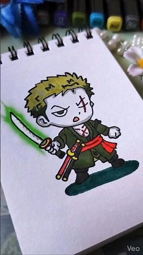 Chibi Roronoa Zoro Anime Drawing ⚔️💚One Piece Anime Art | Kawaii Art with Easy Coloring