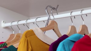 Closet Reacher Pole with Hook and Wooden Handle, Heavy Duty - Adjustable 2.75-5 Feet, Chrome Plated Steel Clothing Hanger Shepherds Hook to Easily Reach Clothes etc - Perfect for College Dorm