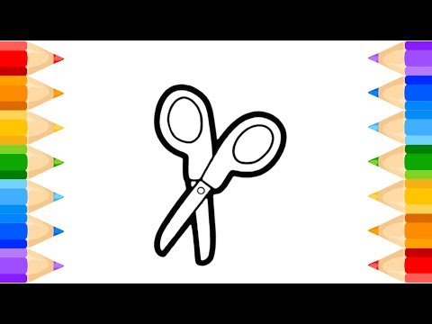 How To Draw Scissors Drawing, Painting & Coloring For Kids and Toddlers_ Child Art 🌈🎨