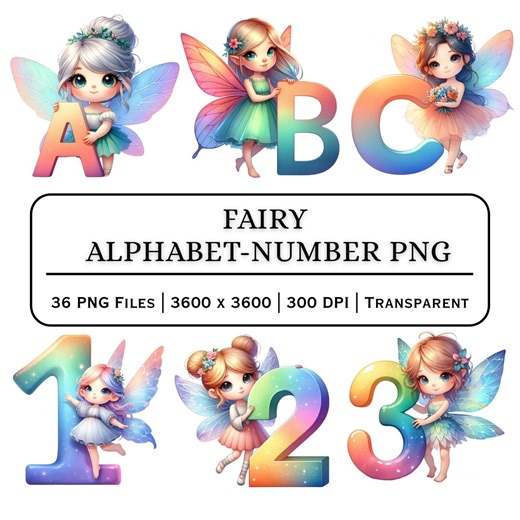 Fairy Alphabet PNG A–Z and 0–9 | Pastel Fairy Letters | Kids Nursery Digital Download - Etsy