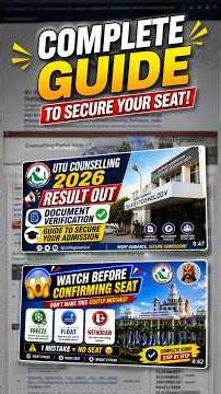 UTU Counselling 2026 Round 2 Results Out 🔥 | Reporting & Admission Process #shorts #utu #college
