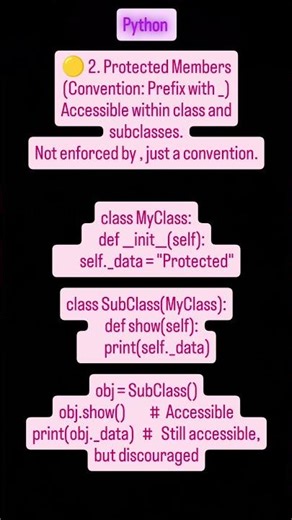"Python Protected Members 🐍 | Using _underscore for Subclass Access"