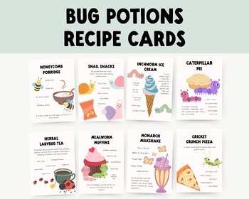Bug Potions Mud Kitchen Recipe Cards, Insect Nature Play Printable, Outdoor STEM
