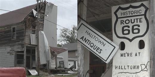 Halltown, Mo., residents assess damage to historic Route 66 building after Tuesday’s storms