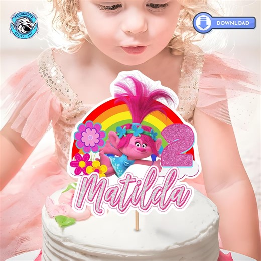 Princess Poppy Trolls Cake Topper: Birthday Party Decor (digital Download) - Etsy