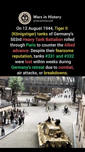 Tiger II Tanks Roll Through Paris | August 1944 #ww2