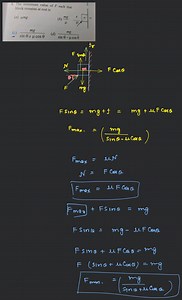 The minimum value of F such that block remains at rest is... | Filo
