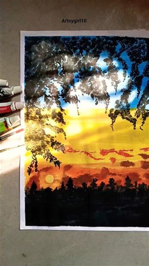 beautiful sunset painting #sunsetpainting #art #painting #sunsetvibes#viralvideo#viralshorts