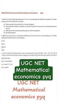UGC NET Mathematical economics pyq
