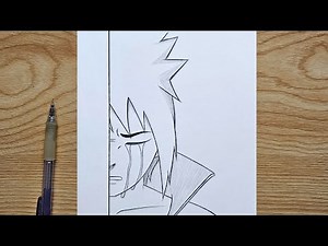 Easy anime half face drawing | How to draw Sasuke ( crying ) step by step | easy naruto tutorial