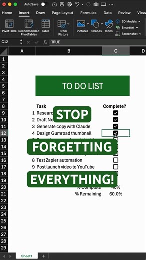 Create a progress tracker in Excel instantly #excel #hacks #shorts