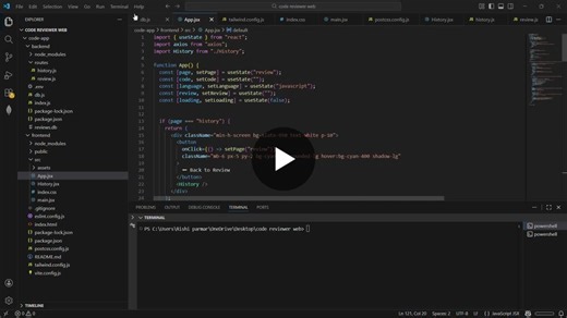 🚀 Built an AI Code Reviewer (React + Vite + Node + SQLite + LLM) I developed a full-stack web application that analyzes source code and provides automated feedback similar to a senior developer code… | Rishi Parmar