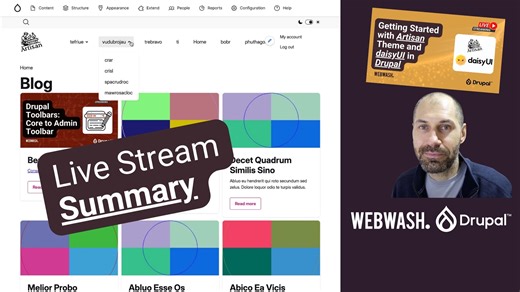 Want to use daisyUI in Drupal? Then look at the Artisan theme. This stream teaches you how to download and create an Artisan sub-theme, compile CSS, change CSS variables, and use Drupal Canvas. Here's what we cover: ➜ Installing and configuring the Artisan theme ➜ Customizing your site with daisyUI components ➜ Creating content listings with Views ➜ Displaying dynamic content with Views integration Links below ⬇️ #drupal ~~~ Feel free to reach out for a quick chat about your Drupal projects! If 
