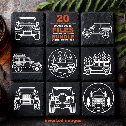 Offroad 4x4 SVG Bundle CNC Router Files Slate Coaster Design Truck Silhouette Laser Cut - Etsy