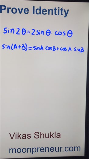 To prove identity sin(2θ)= 2sin(θ).cos(θ)