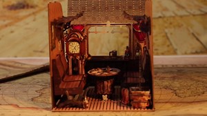 DIY Book Nook Kit, 3D Wooden Puzzle Miniature Booknook Bookend Bookshelf Decor with LED Light, Bookshelf Insert Booknook, Book Nook Kits for Adults (Retro Train-394 PCS)