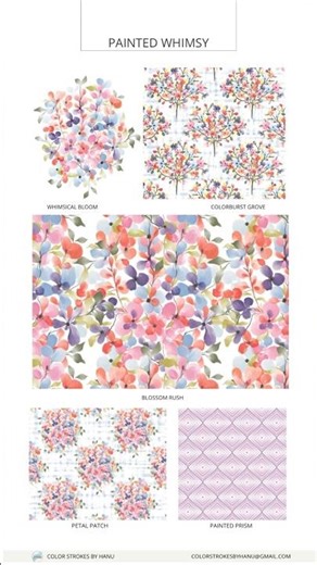 Painted Whimsy Collection | Watercolor Floral Pattern Designs
