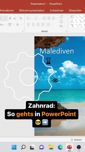 Zahnrad Piktogramm in PowerPoint für Präsentationen