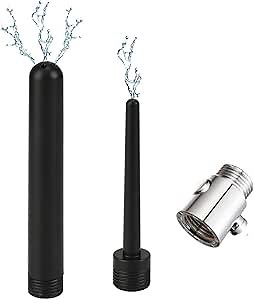 Douche Enema Nozzle With On/Off Water Control Valve Switch, Shower Attachment for Men and Women Portable Cleaner, Colonic System Kit for Most Shower Systems - ABS Black