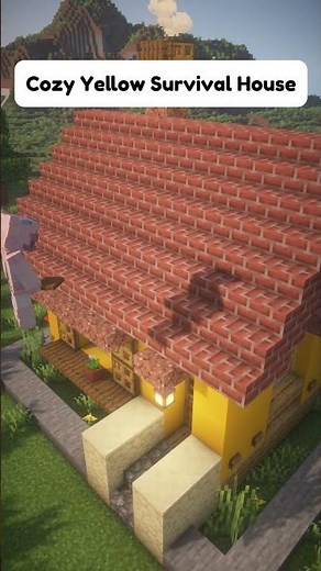 Cozy Yellow Survival House 🏡✨ #minecraftshorts