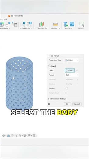 How to export a part for 3D printing in Fusion 360. #fusion360