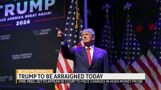 10K views · 100 reactions | Today, former Pres. Donald Trump will travel to a Manhattan courthouse, where he will be fingerprinted and arraigned. A judge ruled that no video will be allowed in the courtroom, but photos will be permitted for a short time. https://cbsn.ws/3ZFbVVR | CBS Mornings | Facebook
