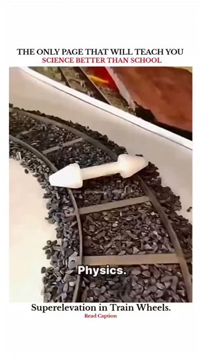 UNIVERSE | SCIENCE | TECHNOLOGY on Instagram: "Superelevation in Train Wheels 🚆⚙️ Superelevation means raising the outer rail slightly higher than the inner rail on railway curves ➚. This simple engineering trick makes a huge difference in safe train movement. Why is it used? 🤔 When a train enters a curve, a centrifugal force acts outward 🔄📈 trying to push the train away from the track. • Superelevation is applied to counter this force 🛡️ and keep the train balanced and stable on the rails.