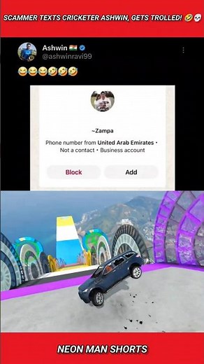 Scammer texts Cricketer Ashwin, gets Trolled! 🤣💀 #shorts