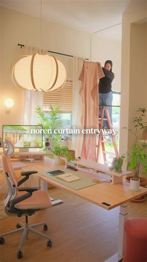 New Studio Noren Curtain: Misty Rose Linen