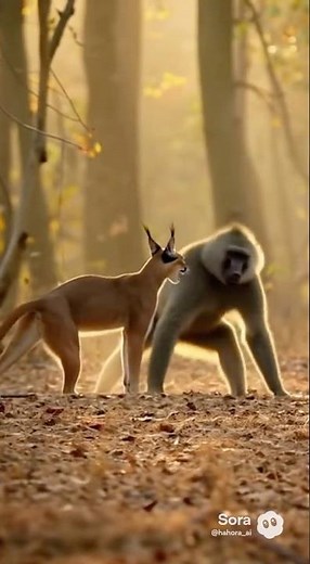 Tree Line Clash — Baboon vs Caracal Wild Fury Unleashed 🐒🔥 #shorts #animals #Baboon #Caracal