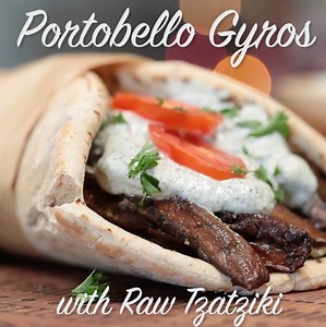 Portobello Gyros with Raw Tzatziki! Have a healthy dinner on the table in less than 30 minutes. So easy, so delicious. Full Recipe: http://bit.ly/2gBhPWw | Carrots and Flowers
