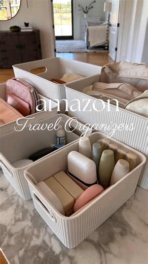442K views · 20K reactions | Type: LINKS to shop all of my favorite Amazon travel finds. I use these fluted bins to organize my travel essentials into categories and when it is time to pack I don’t leave anything behind ✈️ #travelorganizer #amazonfinds #amazonmusthaves #travelessentials #packwithme #organizedhome #sosatisfying | Brooke's Buys | Facebook