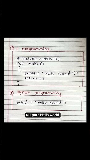 c vs python 💯✨ print hello world in c programming and python programming 💥💫 #c #python #shorts #yt